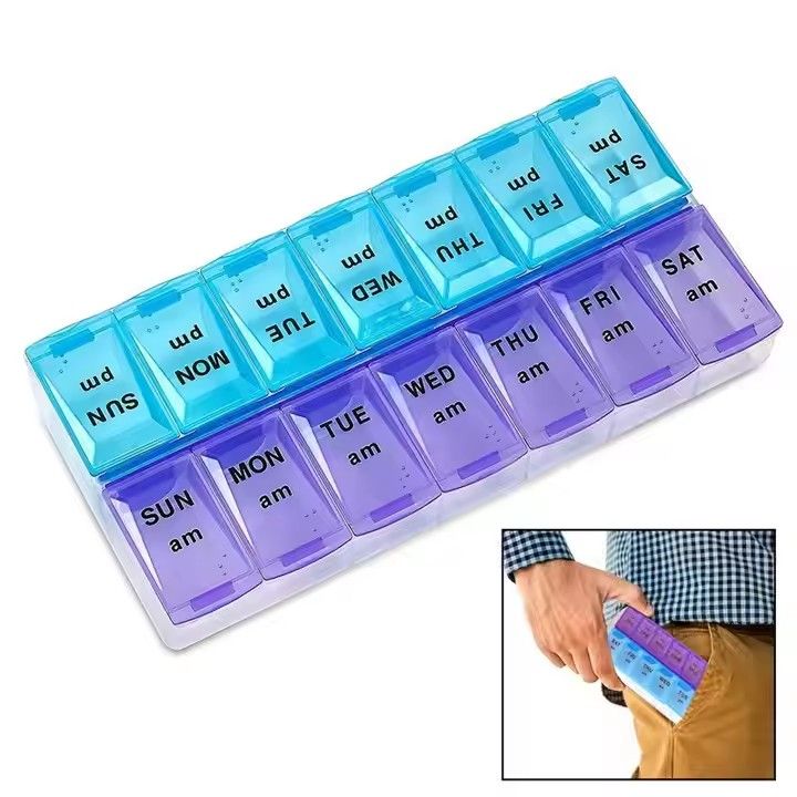Weekly 14 Grids 7 Days Pill Box Portable Travel Cases Organizer Pill Container Storage Tablets Vitamin Medicine