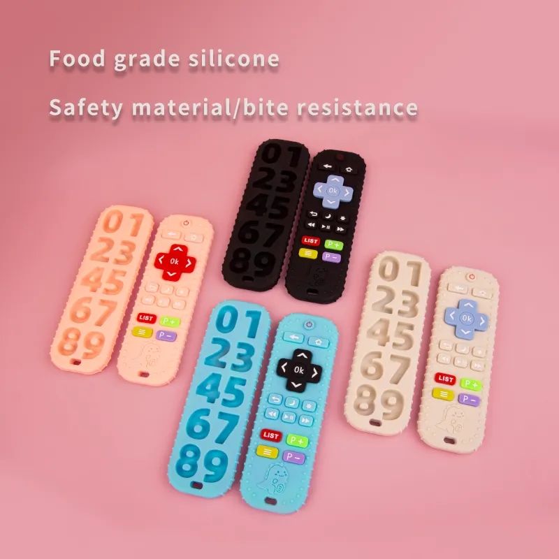 1pcs Food Grade Silicone TV Remote Control Shape Babies Molar Toys Kids Sensory Educational Baby Items