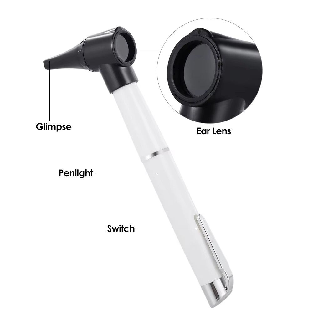 Mini Otoscope Ear Examination Tool with LED Light - Portable Diagnostic Ear Checker, Battery Powered, 4 Size Specula C-123