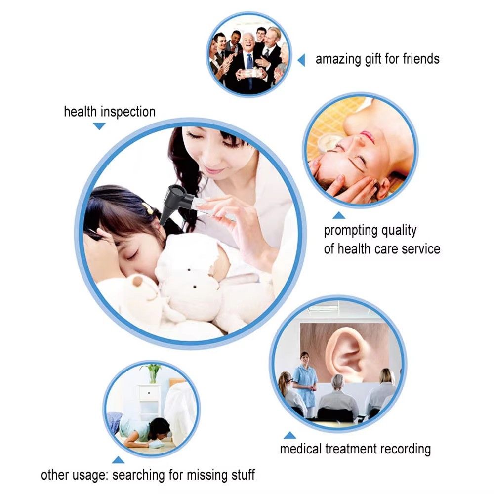 Mini Otoscope Ear Examination Tool with LED Light - Portable Diagnostic Ear Checker, Battery Powered, 4 Size Specula C-123