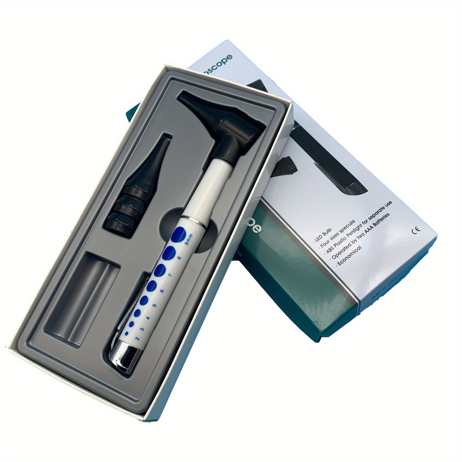 Mini Otoscope Ear Examination Tool with LED Light - Portable Diagnostic Ear Checker, Battery Powered, 4 Size Specula C-123