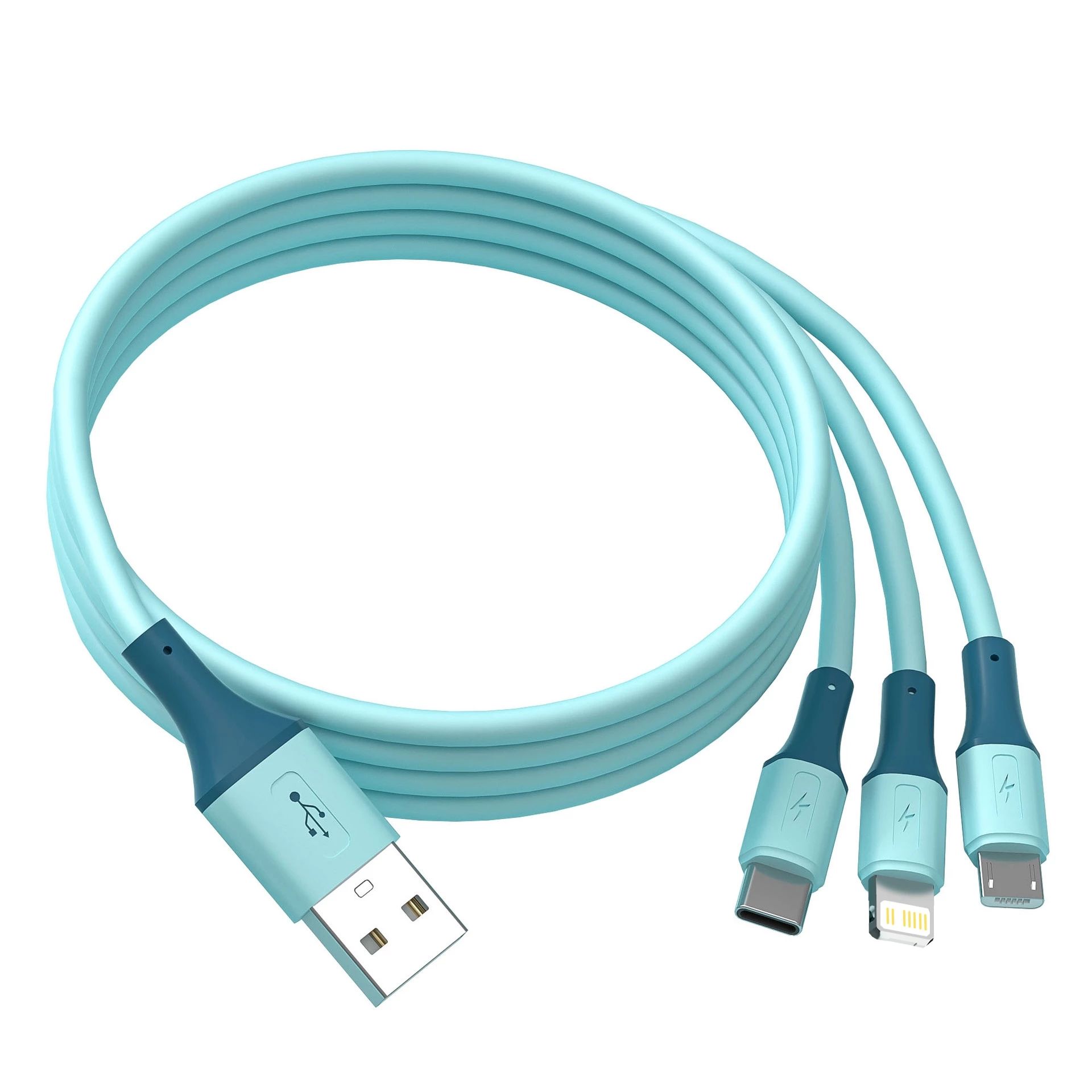3 In 1 Usb Cable 3a Fast Charge Usb C Cable For Iphone 13 12 Pro Max Xiaomi 12 11 Huawei Samsung Phone Charging Cable C-142