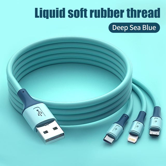3 In 1 Usb Cable 3a Fast Charge Usb C Cable For Iphone 13 12 Pro Max Xiaomi 12 11 Huawei Samsung Phone Charging Cable C-142