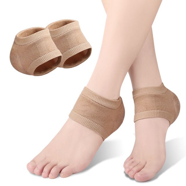 Gel Silicone Heel Protector Sleeve Heel Pads Heel Cups Plantar Fasciitis Support Feet Care Skin Repair Cushion Half-yard Socks C-524