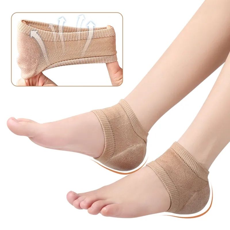 Gel Silicone Heel Protector Sleeve Heel Pads Heel Cups Plantar Fasciitis Support Feet Care Skin Repair Cushion Half-yard Socks C-524