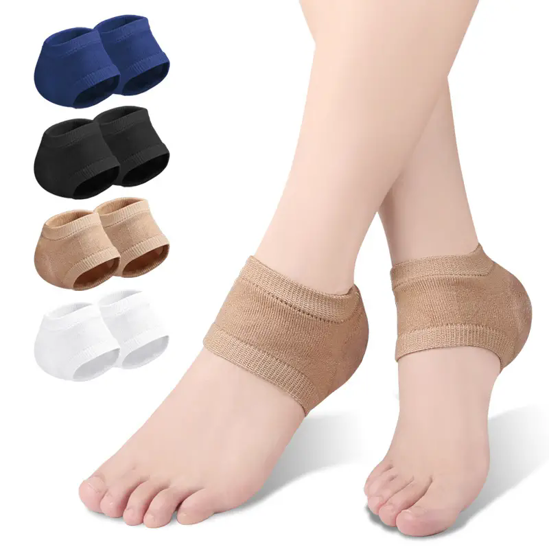 Gel Silicone Heel Protector Sleeve Heel Pads Heel Cups Plantar Fasciitis Support Feet Care Skin Repair Cushion Half-yard Socks C-524