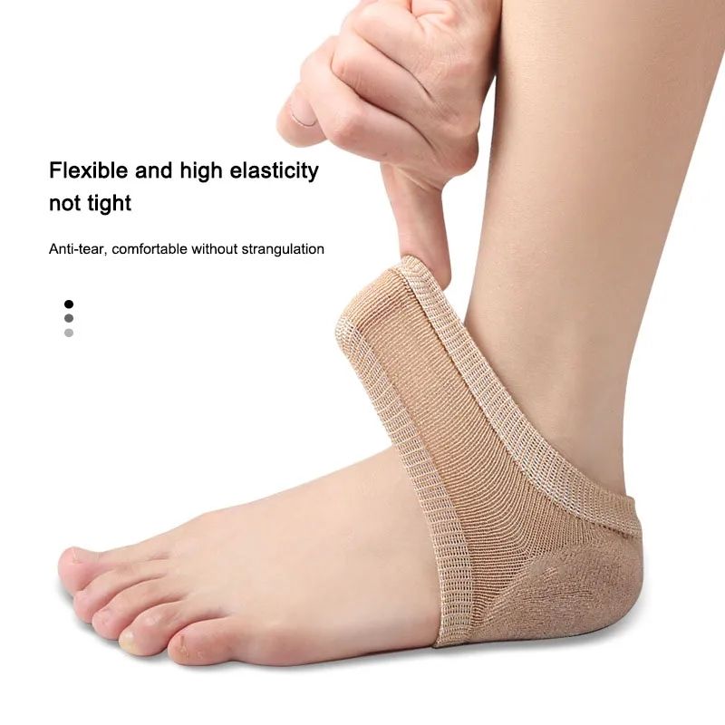 Gel Silicone Heel Protector Sleeve Heel Pads Heel Cups Plantar Fasciitis Support Feet Care Skin Repair Cushion Half-yard Socks C-524