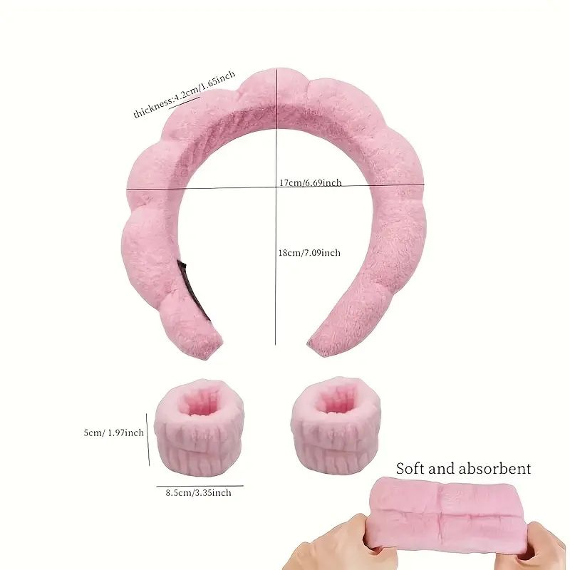 6cs/set Women's  Hairband Set Spa Headband Hair Hoop Claw Clip Hair Hoop Wristband For Washing Face Skincare Makeup Wear