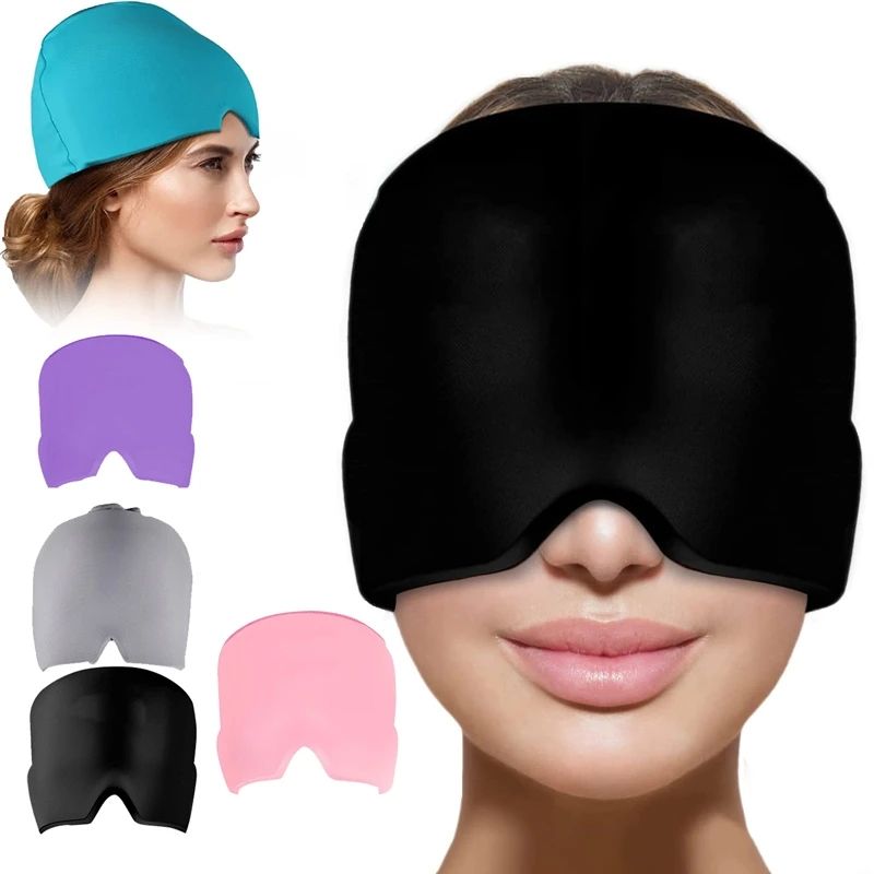 Gel iced headache migraine relief cap cold compress treatment cap iced head pack facial mask relieves tension sinus pressure