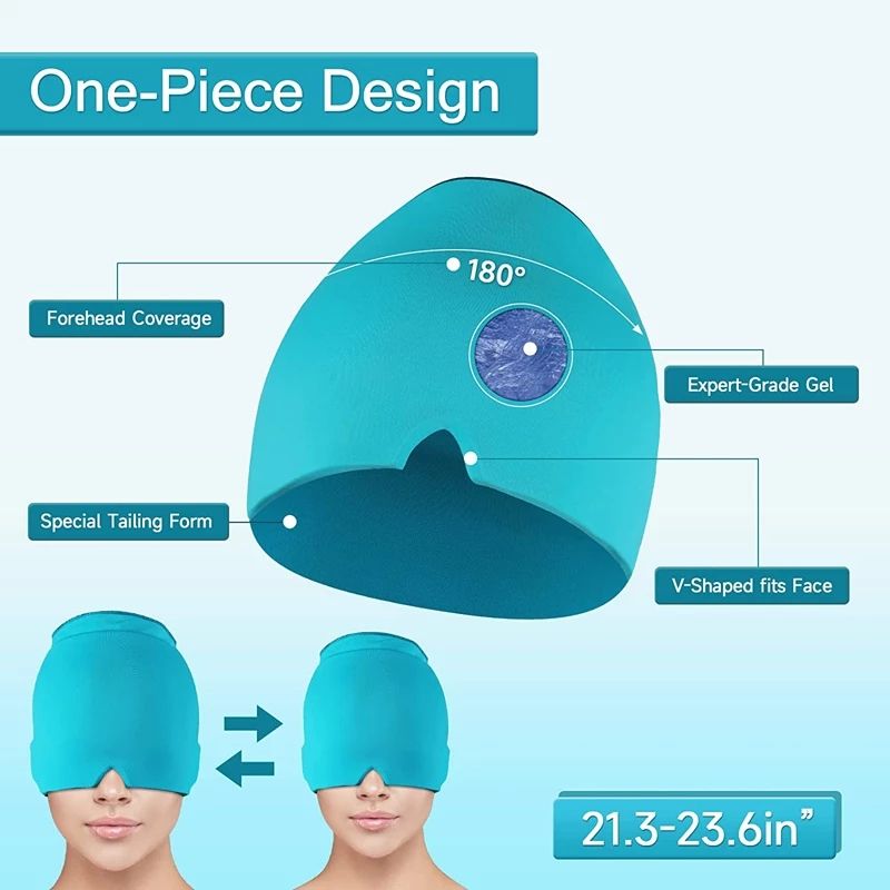 Gel iced headache migraine relief cap cold compress treatment cap iced head pack facial mask relieves tension sinus pressure
