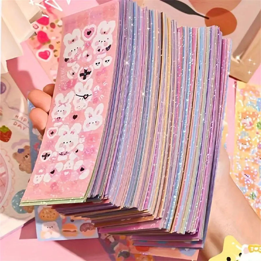 100pcs Laser Sticker Set, Original Design, Journaling & Scrapbooking DIY Paper Material Waterproof Decals, Assorted Cute Gukka  C-555