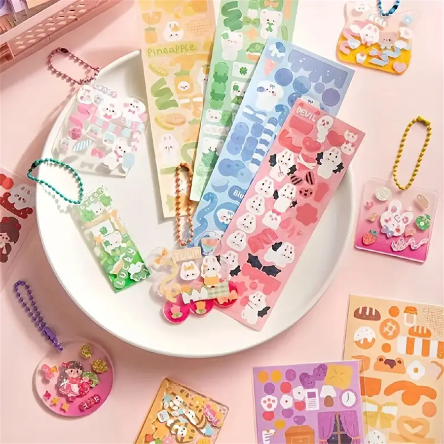 100pcs Laser Sticker Set, Original Design, Journaling & Scrapbooking DIY Paper Material Waterproof Decals, Assorted Cute Gukka  C-555