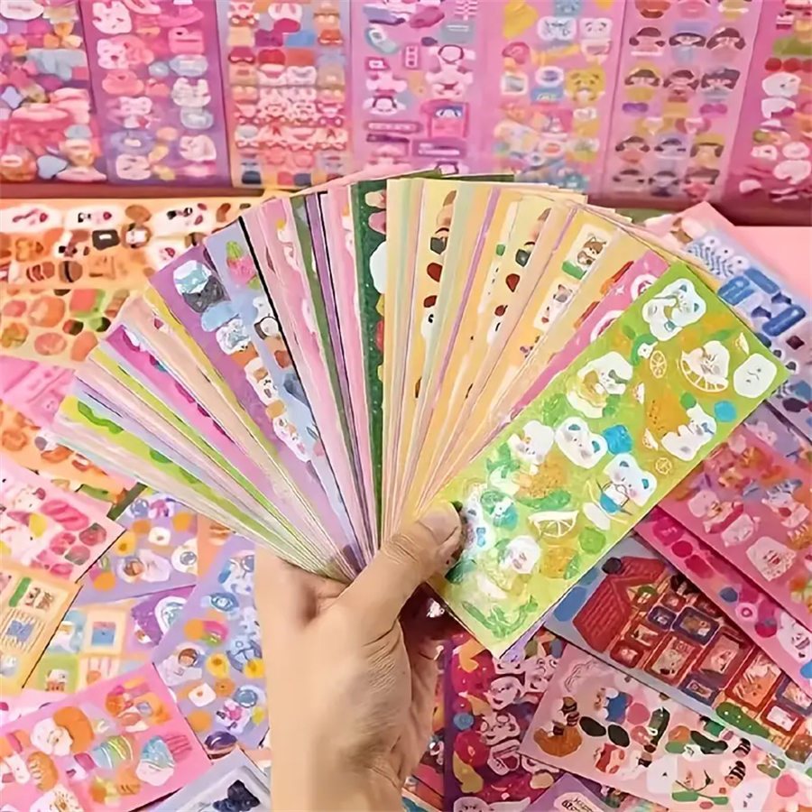 100pcs Laser Sticker Set, Original Design, Journaling & Scrapbooking DIY Paper Material Waterproof Decals, Assorted Cute Gukka  C-555