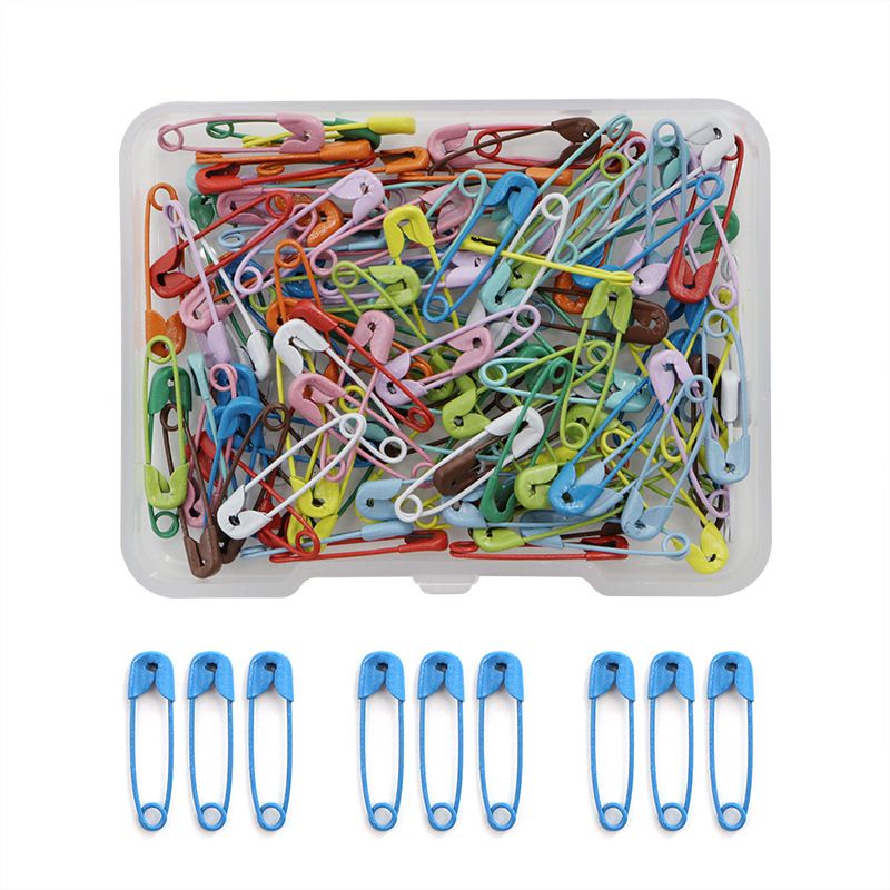 19mm colored safety pin box with 120 portable clothing decorative pins DIY sewing accessories C-420