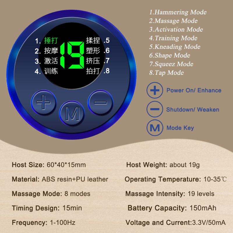 Mini Electric Pulse Neck Massager 8 Modes 19 Gears Back Shoulder Muscle Pain Relief Tool Body Massage Relax Fitness Ins B2-835