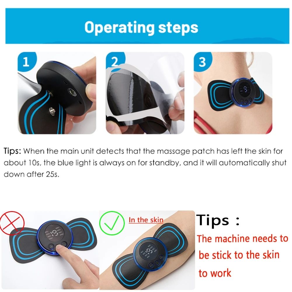 Mini Electric Pulse Neck Massager 8 Modes 19 Gears Back Shoulder Muscle Pain Relief Tool Body Massage Relax Fitness Ins B2-835