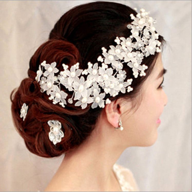 Handmade Bridal Tiara Headband Handmade Pearl Tiara Flower Bridal Wedding Accessories A-660