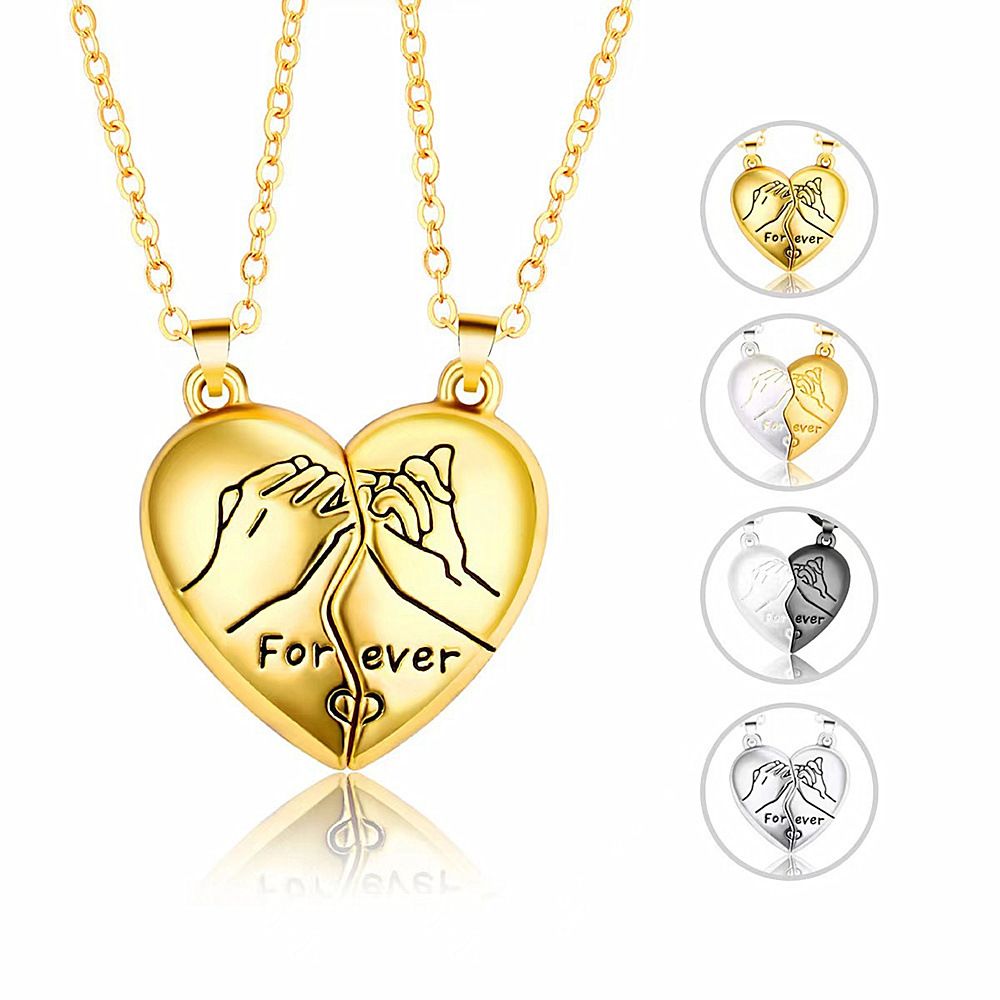 Love Magnetic Attraction Couple Necklace for Women Pair of Pull Hook Heart-shaped Promise Necklace Valentine's Day Gift Jewelry A-1841