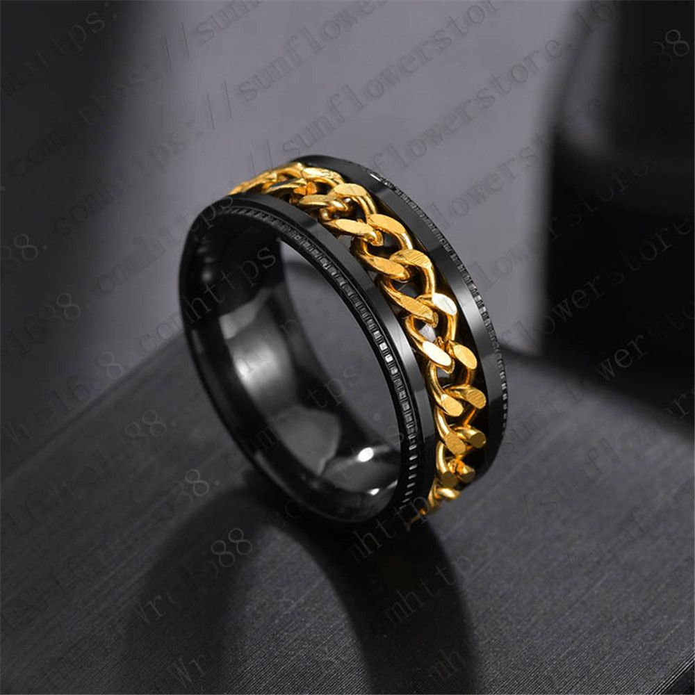 boboman Cool Stainless Steel Rotatable Men Ring High Quality Spinner Chain Punk Women Jewelry for Party Gift A-1540