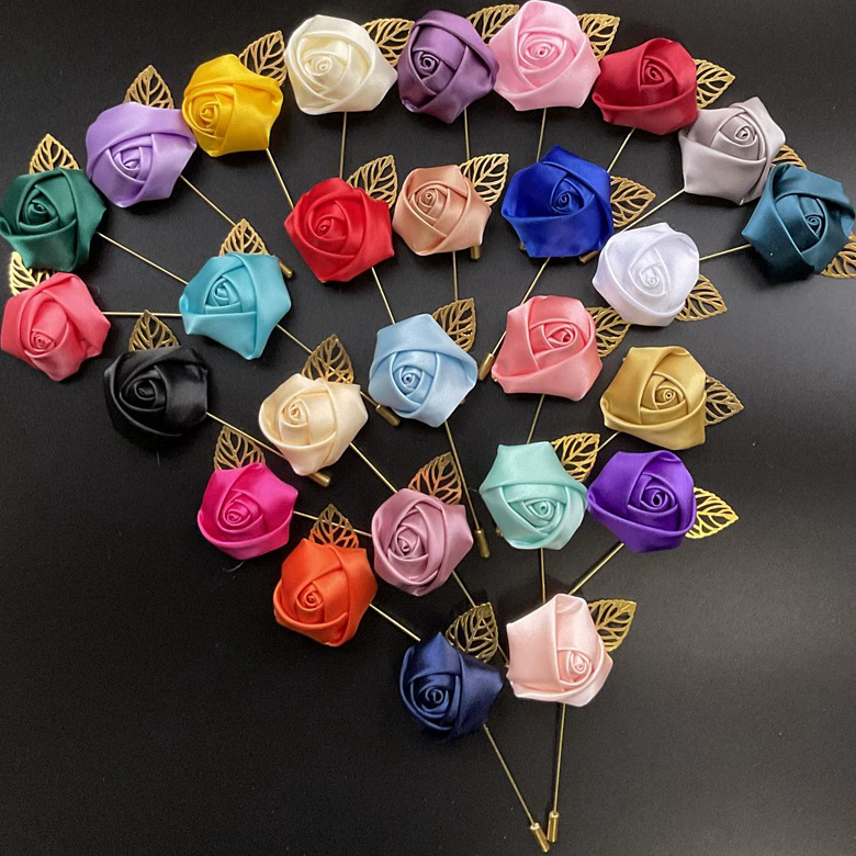 Men's flower rose brooch handmade cloth groomsmen corsage bride and groom and orange blossom A-1164