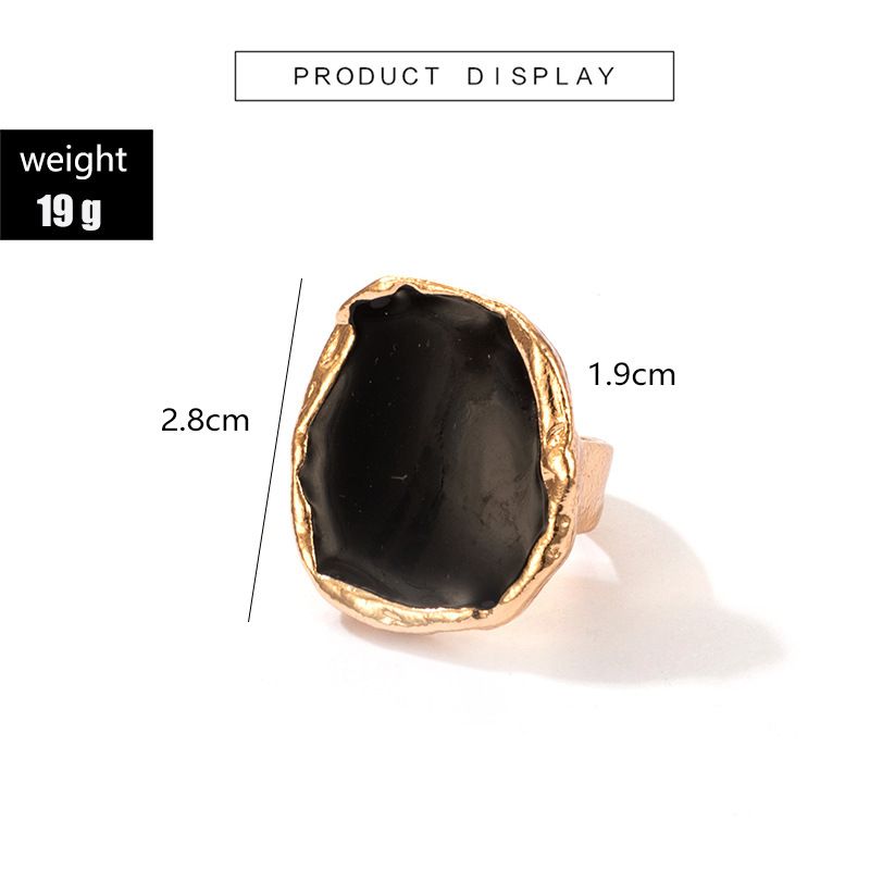 Bohemian Black Stone Gold Ring for Women Men Charms Dripping Oil Big Joint Ring Gothic Jewelry Accessories & A-1417