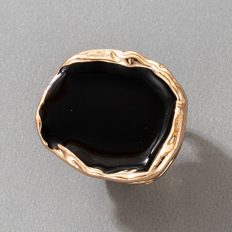 Bohemian Black Stone Gold Ring for Women Men Charms Dripping Oil Big Joint Ring Gothic Jewelry Accessories & A-1417