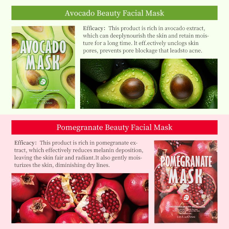 5pcs KORMESIC Fruit Mask, Beauty Mask, Moisturizing and Firming Mask Cosmetics