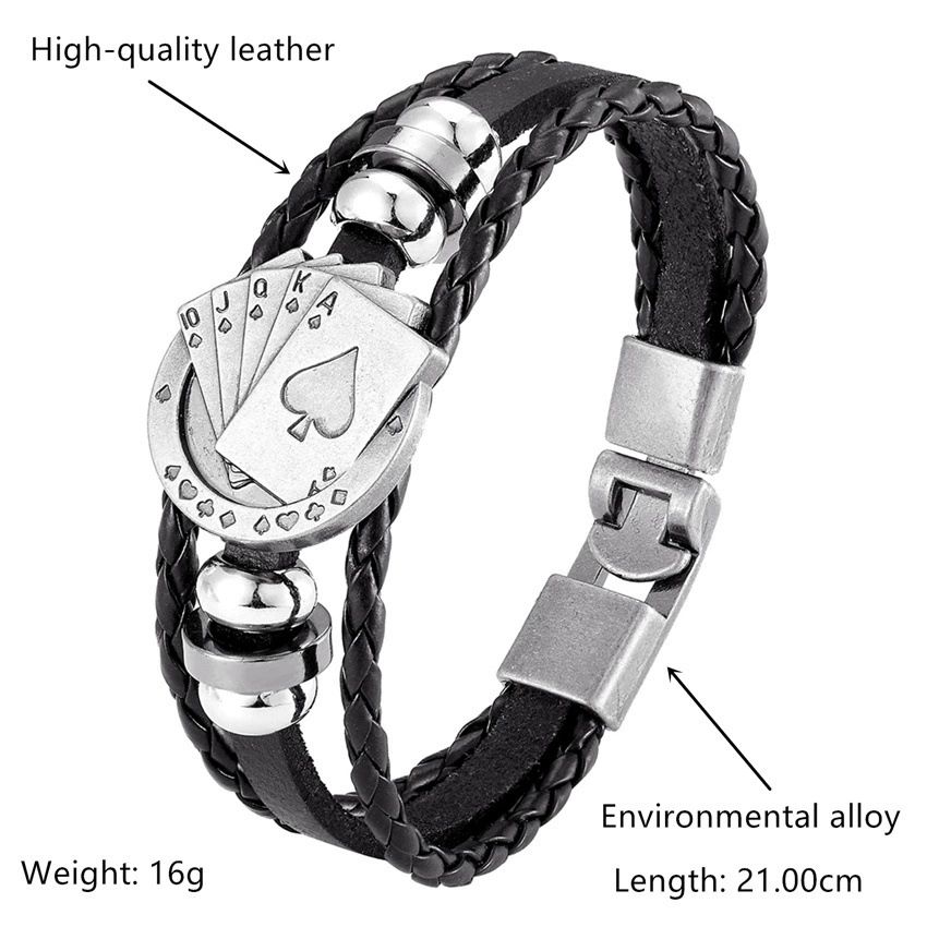 Vintage Multi-layer Leather Woven Poker Bracelet Charming Men's Bracelet New Fashion Hip-hop Punk Accessories Jewelry Wholesale