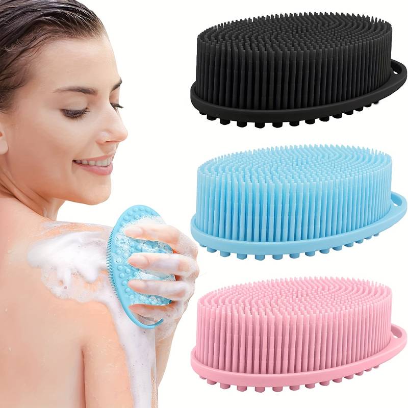 Loofah Exfoliating Body Scrubber 2 In 1 Face And Body Silicone Scrubber - Silicone Shower Brush Bath Sponge Loofah C-349