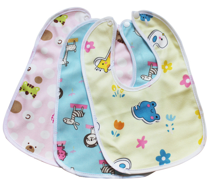 3ps / cartoon snap Waterproof Bib Super Soft Baby Bib newborn crystal velvet saliva towel E-1159