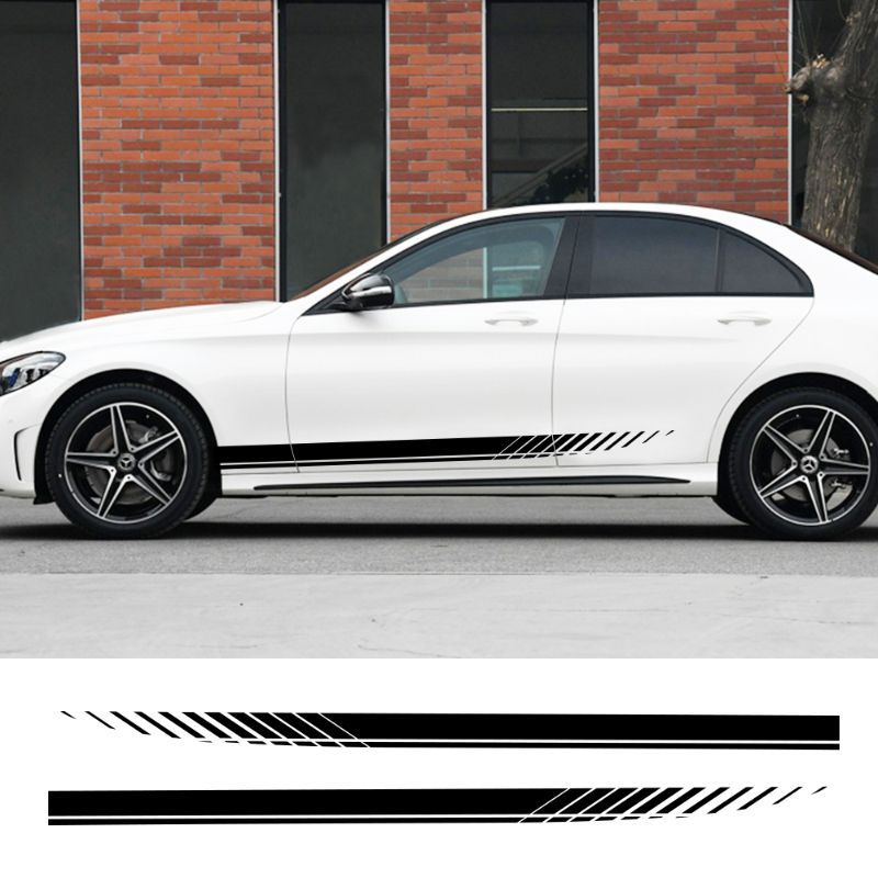 2PCS Car Side Stripes Side Stripe Skirts Graphics Vinyl Sticker Decals Racing Sport Automobiles Body DIY Wrap Car Accessories C-267