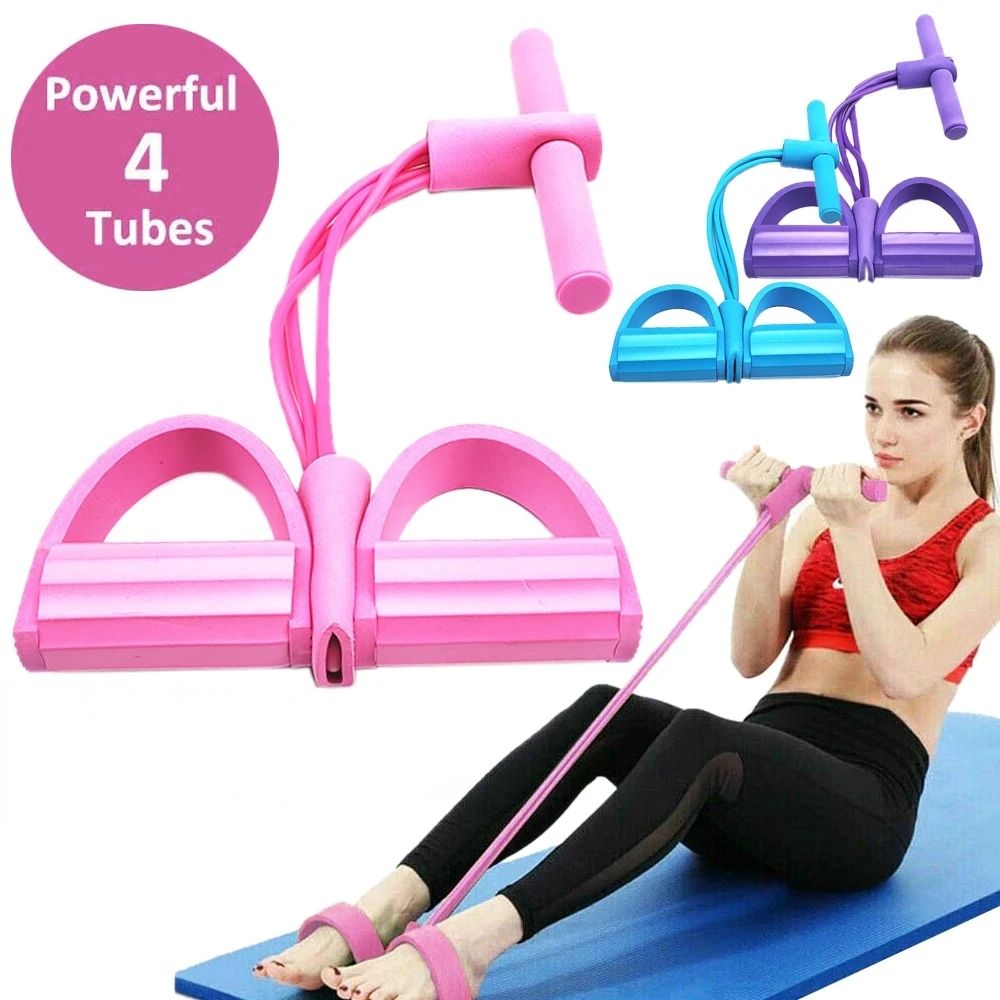 Fitness Gum 4 Tube Resistance Bands Latex Pedal Exerciser Sit-up Pull Rope Expander Elastic Bands Yoga equipment Pilates Workout