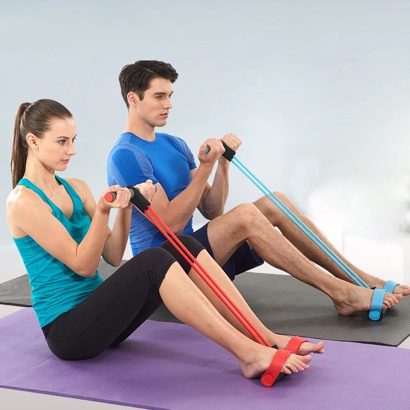 Fitness Gum 4 Tube Resistance Bands Latex Pedal Exerciser Sit-up Pull Rope Expander Elastic Bands Yoga equipment Pilates Workout
