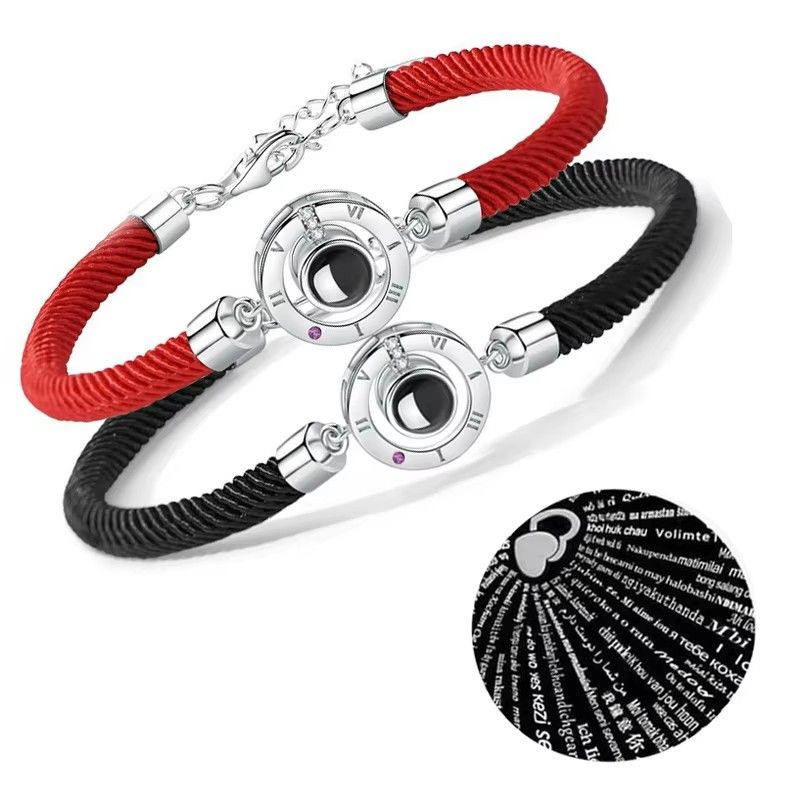 Projection Couple Bracelet 100 Languages I Love You Simple Projection Shake Bracelet Female Jewelry  Gift  Bracelet Women