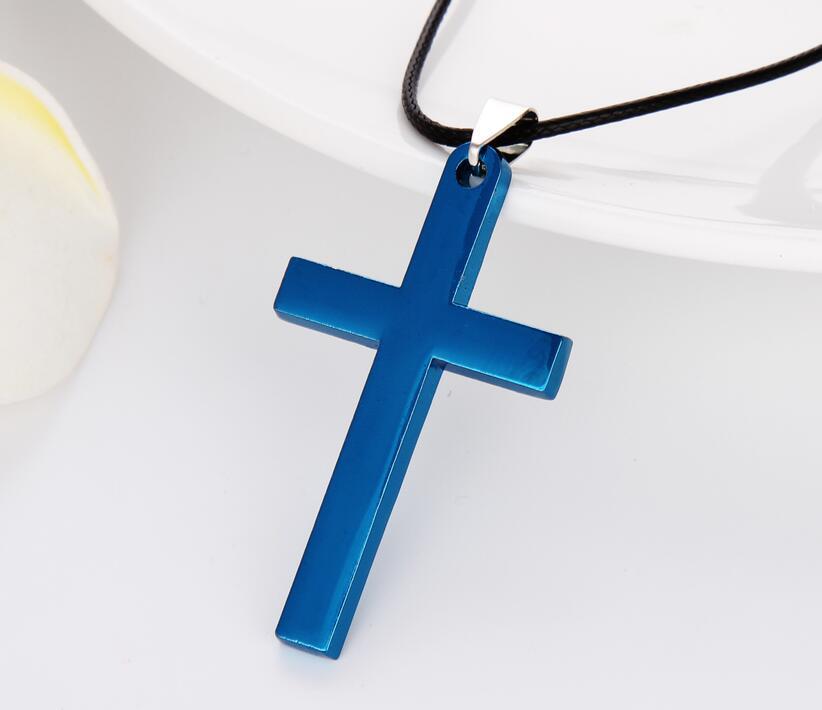 Korean Version Of The Christian Titanium Steel Light Cross Necklace A-1651