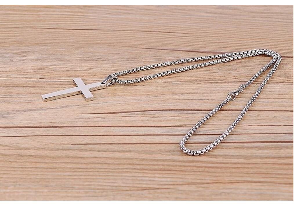 Korean Version Of The Christian Titanium Steel Light Cross Necklace A-1651