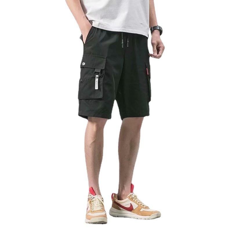 2025 New Summer Fashion Stretch Waist Casual Men's Shorts Men's Shorts Solid Color Pocket Shorts