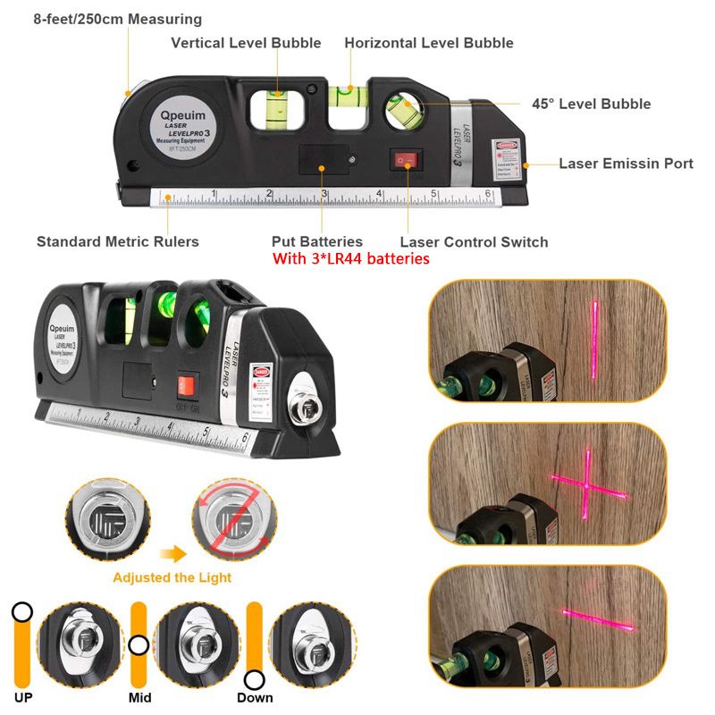 Multipurpose laser level Horizontal vertical laser beam measurement belt 1 magnetic laser level 1 nonmagnetic laser level
