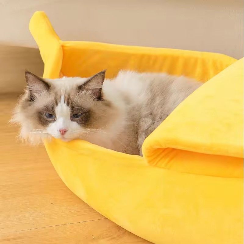 Banana shaped fun and comfortable cat bed, durable and warm portable pet bed, dog bed, cat pad, multi-color cat and dog supplies