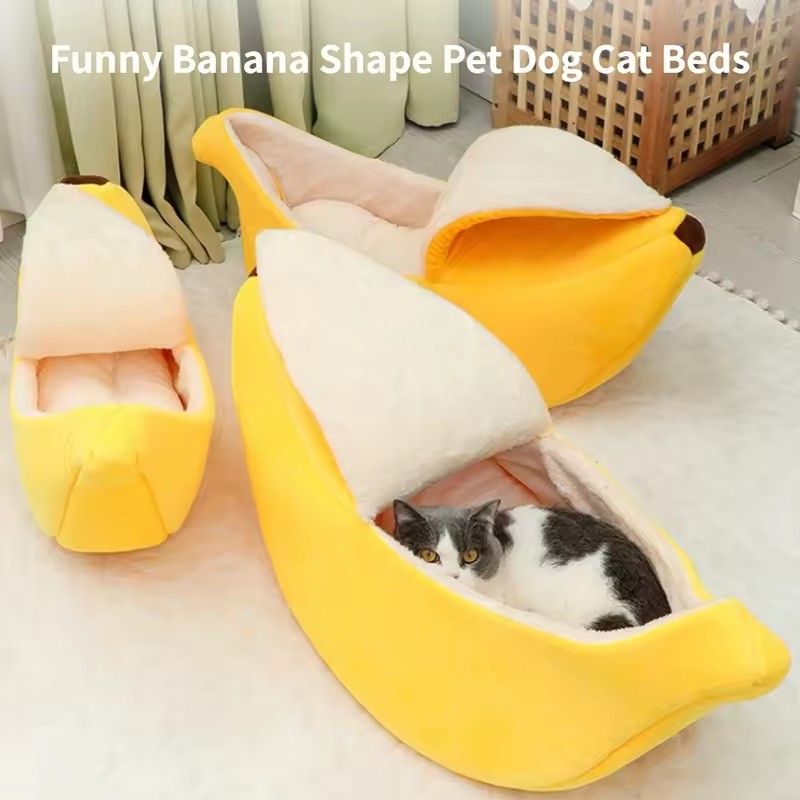 Banana shaped fun and comfortable cat bed, durable and warm portable pet bed, dog bed, cat pad, multi-color cat and dog supplies