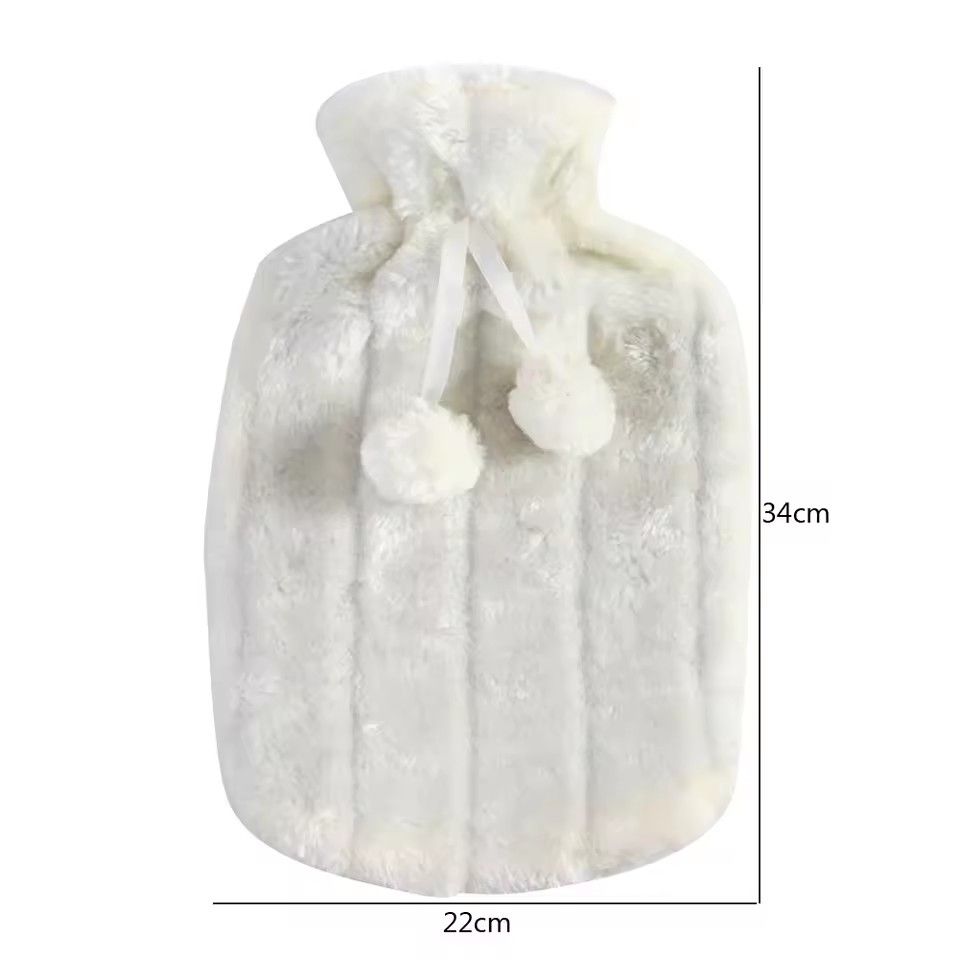 2000ml Large Hot Water Bag Cute Hairball Hot Water Bag Hand and Foot Heater 2L Explosion proof Leak proof Water Bottle Cover