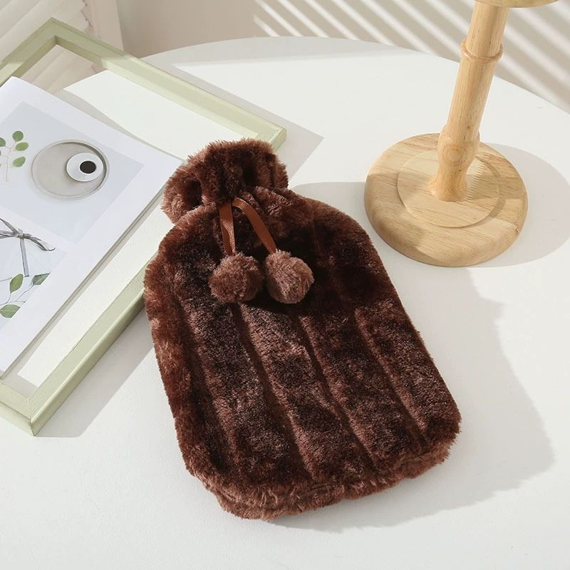 2000ml Large Hot Water Bag Cute Hairball Hot Water Bag Hand and Foot Heater 2L Explosion proof Leak proof Water Bottle Cover