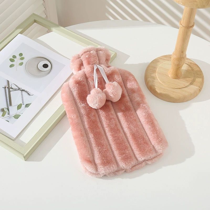 2000ml Large Hot Water Bag Cute Hairball Hot Water Bag Hand and Foot Heater 2L Explosion proof Leak proof Water Bottle Cover