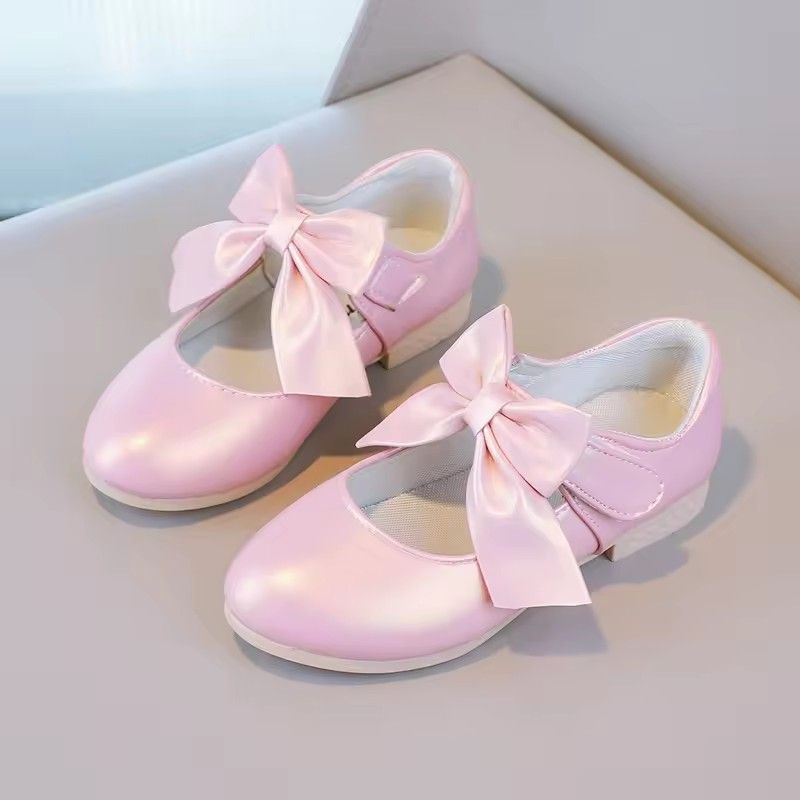Princess Shoes for Girls, Mary Jane Slip-proof Lightweight Metal Color Shoes with Shallow Lace, Dancers for Kids 26-35