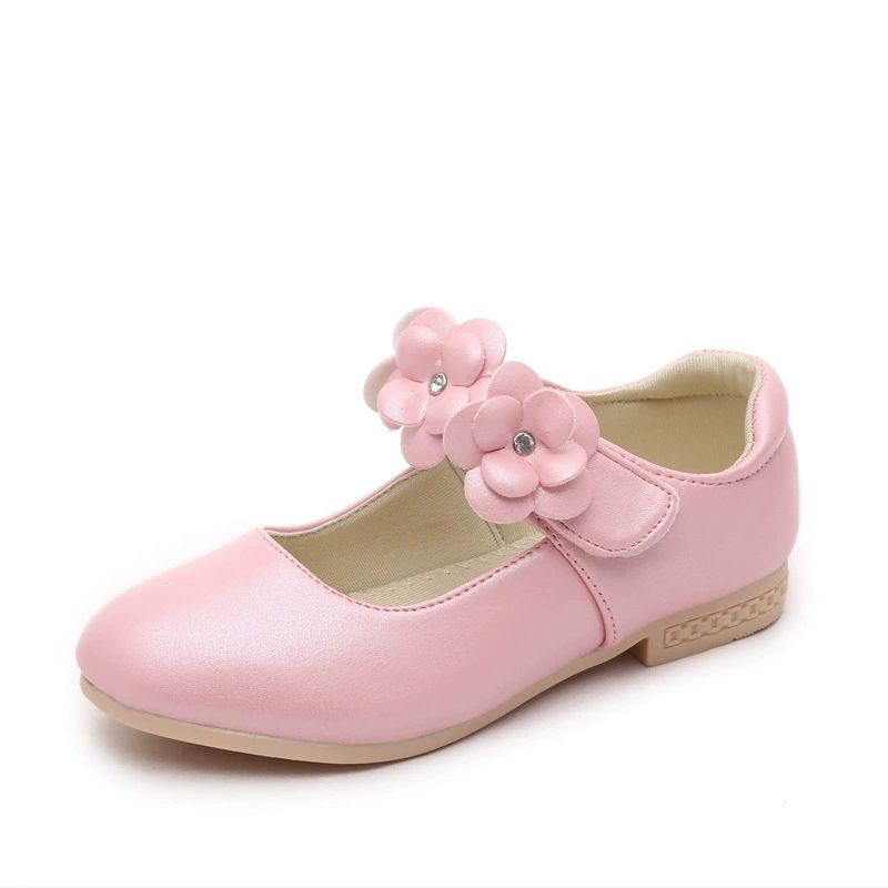 Princess Shoes for Girls, Mary Jane Slip-proof Lightweight Metal Color Shoes with Shallow Lace, Dancers for Kids 26-35