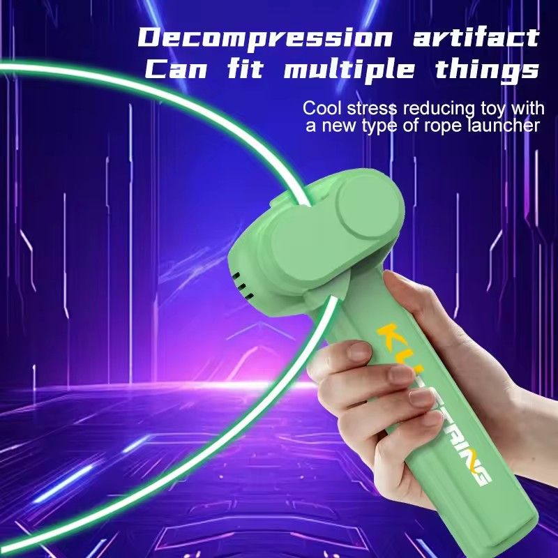 A portable luminous rope thrower that glows in the dark, a stress relieving toy for children, and a party gift