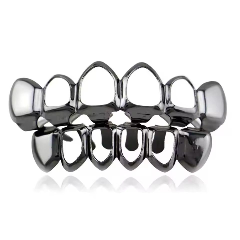 Classic 4 Teeth Hollow Shiny Grillz Hip Hop Color Gold Silver Teeth Hats For Women Men Jewelry Halloween Cosplay