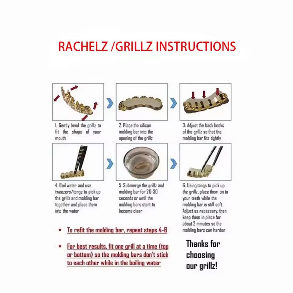Classic 4 Teeth Hollow Shiny Grillz Hip Hop Color Gold Silver Teeth Hats For Women Men Jewelry Halloween Cosplay