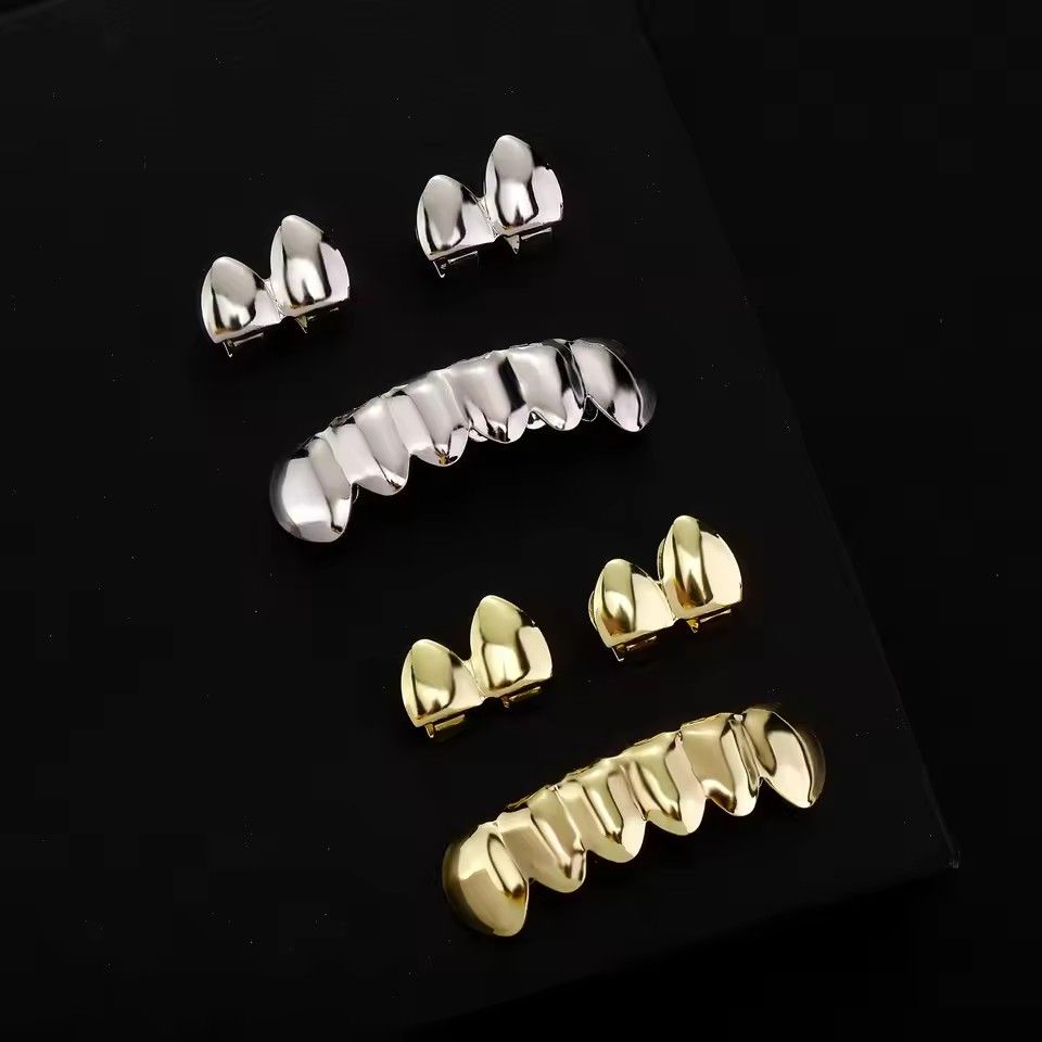European and American hip-hop braces Halloween outfit, smooth dentures set, 3-piece set, braces for men and women, jewelry gift