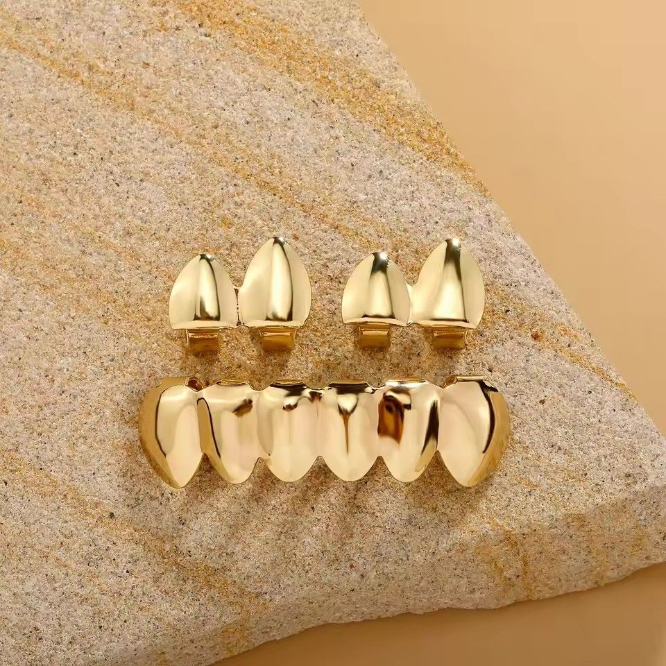 European and American hip-hop braces Halloween outfit, smooth dentures set, 3-piece set, braces for men and women, jewelry gift